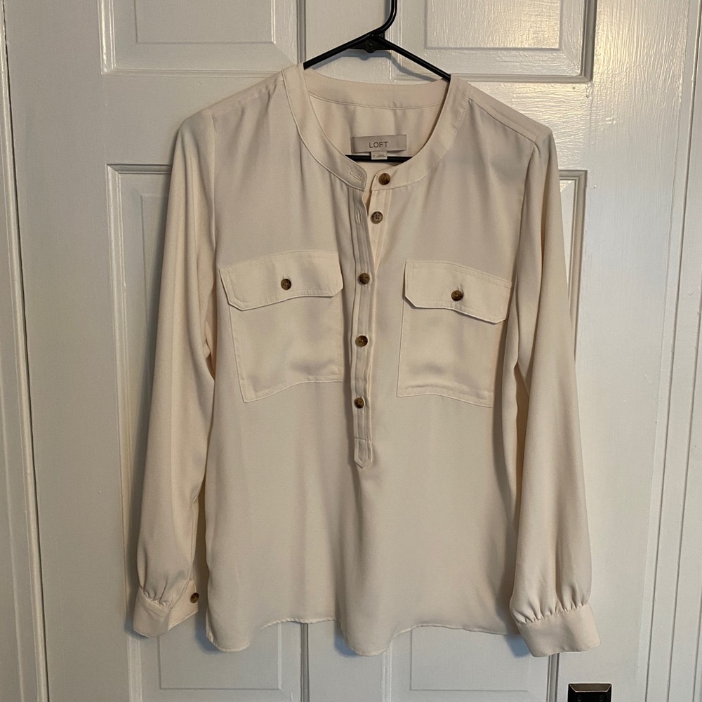 LOFT Cream Blouse - Small